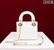 Mini Lady Dior Bag Princess Diana White Gold Hardware Lizard Pattern - 17x15x7cm - 3