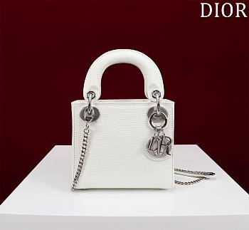 Dior Lady Princess Diana White Silver Hardware Lizard pattern - 17x15x7cm