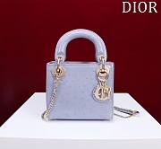 Dior Lady Blue Gold Hardware Ostrich Pattern - 17x15x7cm - 1