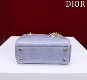 Dior Lady Blue Gold Hardware Ostrich Pattern - 17x15x7cm - 5