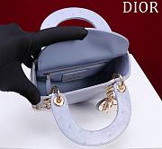 Dior Lady Blue Gold Hardware Ostrich Pattern - 17x15x7cm - 3