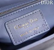 Dior Lady Blue Gold Hardware Ostrich Pattern - 17x15x7cm - 2