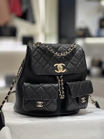Chanel Black Backpack Larger Size 20x21x11cm