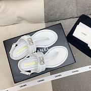 Chanel Leather T-Strap Sandals In White - 2