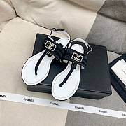 Chanel Leather Black T-Strap Sandals - 1