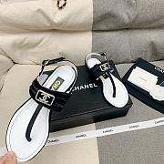 Chanel Leather Black T-Strap Sandals - 5