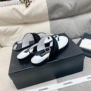 Chanel Leather Black T-Strap Sandals - 4