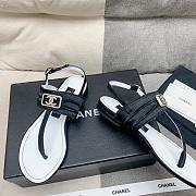 Chanel Leather Black T-Strap Sandals - 3