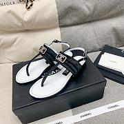 Chanel Leather Black T-Strap Sandals - 2