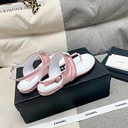 Chanel Leather Pink T-Strap Sandals  - 4