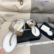 Chanel Leather Brown T-Strap Sandals - 5