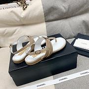 Chanel Leather Brown T-Strap Sandals - 4