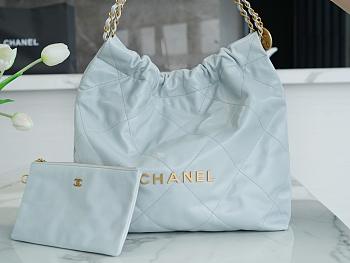 Chanel 22 Light Blue Handbag In Large Size - 39×42×8cm