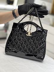 Chanel Black Shiny Quilted Calfskin Shopping Bag - 22x23x5.5cm - 1