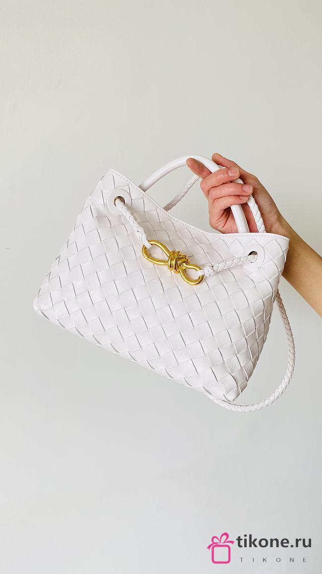 Bottega Veneta Small Andiamo Intrecciato White - 25x22x10.5cm - 1