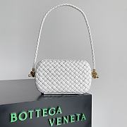 BV White Padded Intrecciato Leather Shoulder Bag - 20.5x12.5x6cm - 1