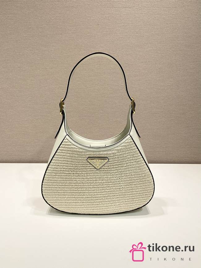 Prada Fabric and leather shoulder bag In White and Tan Color - 27x19x5cm - 1