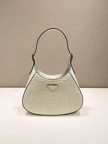 Prada Fabric and leather shoulder bag In White and Tan Color - 27x19x5cm