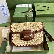 Gucci Horsebit 1955 raffia-effect shoulder bag - 25x18x8cm - 1