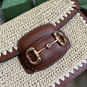 Gucci Horsebit 1955 raffia-effect shoulder bag - 25x18x8cm - 5