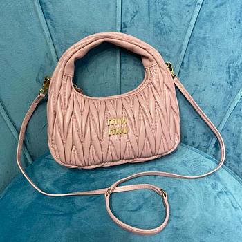 Miumiu A561226 Wander Matelassé Light Pink Shoulder Bag - 23x13x7cm