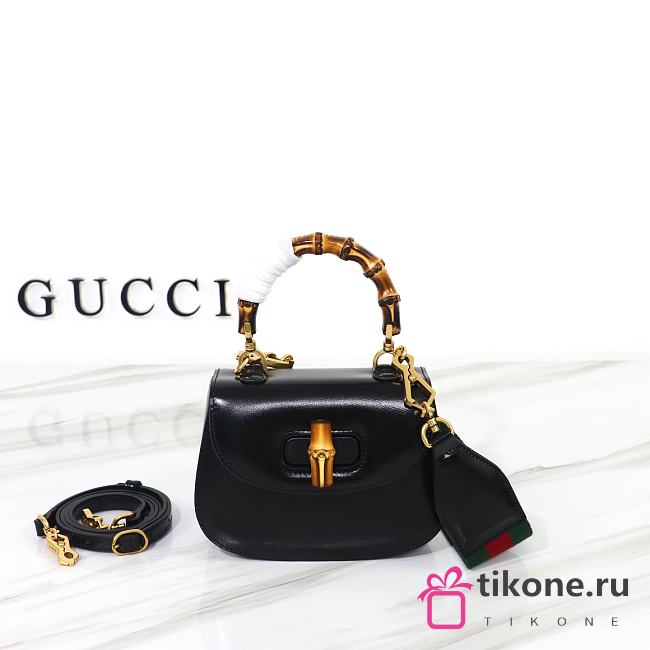 Gucci Small Bamboo 1947 In Black  Leather - 17x12x7.5cm - 1