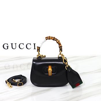 Gucci Small Bamboo 1947 In Black  Leather - 17x12x7.5cm