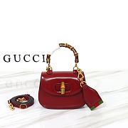 Gucci Small Bamboo 1947 In Red Leather - 17x12x7.5cm - 1