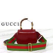 Gucci Small Bamboo 1947 In Red Leather - 17x12x7.5cm - 5