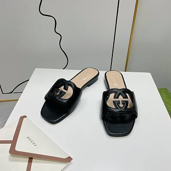 Gucci Black Leather Slippers WW