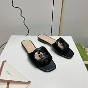 Gucci Black Leather Slippers WW - 2