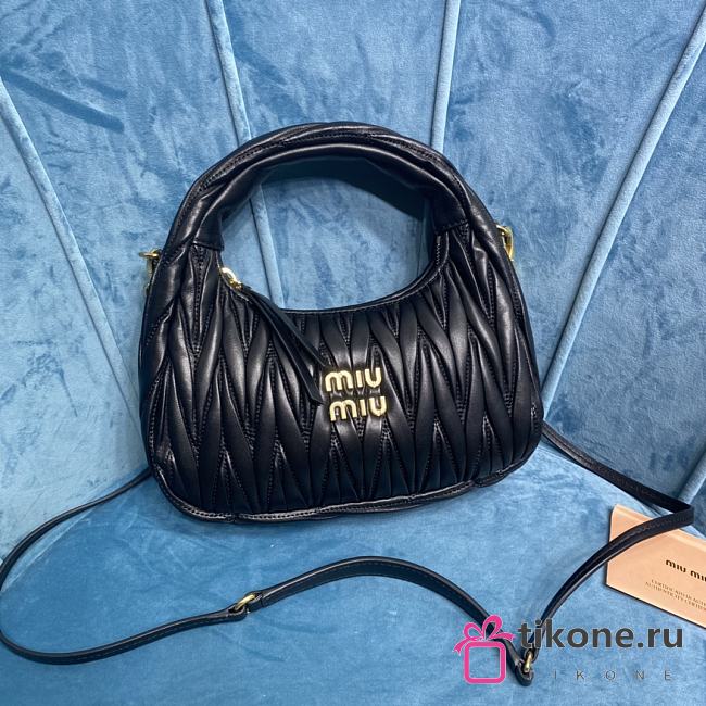 Miumiu Small Black Wander Matelassé Shoulder Bag - 23x13x7cm - 1