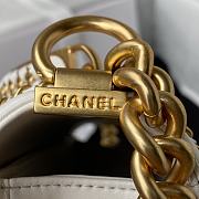 Chanel 20 Lambskin Quilted Medium Chain Detail Boy Flap White  - 5
