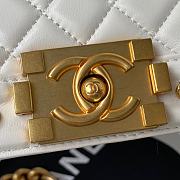 Chanel 20 Lambskin Quilted Medium Chain Detail Boy Flap White  - 3