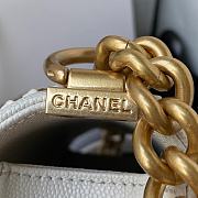 Chanel 20 Caviar Quilted Medium Chain Detail Boy Flap White  - 5