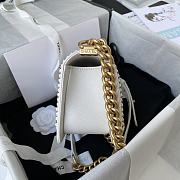 Chanel 20 Caviar Quilted Medium Chain Detail Boy Flap White  - 4