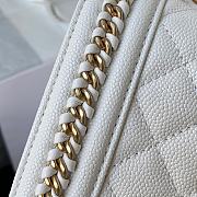 Chanel 20 Caviar Quilted Medium Chain Detail Boy Flap White  - 3