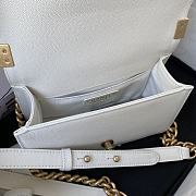 Chanel 20 Caviar Quilted Medium Chain Detail Boy Flap White  - 2