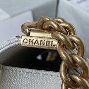 Chanel 25 Caviar Quilted Medium Chain Detail Boy Flap White  - 5