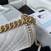 Chanel 25 Caviar Quilted Medium Chain Detail Boy Flap White  - 4
