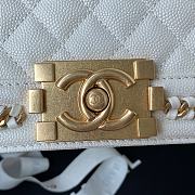 Chanel 25 Caviar Quilted Medium Chain Detail Boy Flap White  - 2