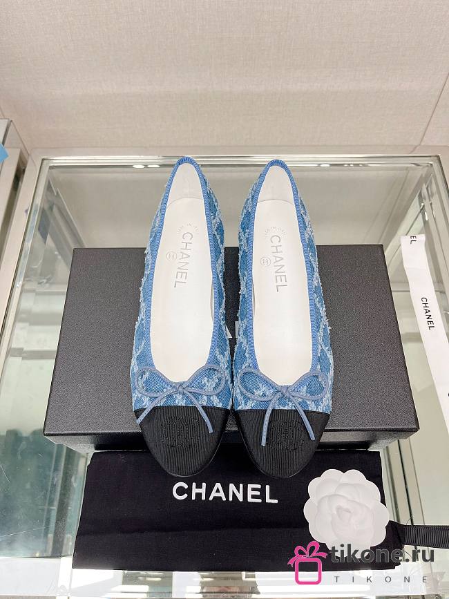 Chanel Ballet Blue Denim Flat Shoes  - 1