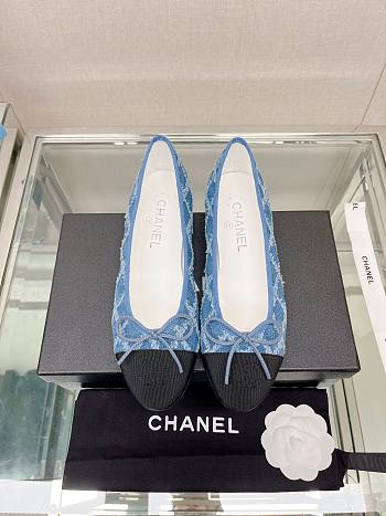 Chanel Ballet Blue Denim Flat Shoes 