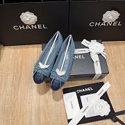 Chanel Ballet Blue Lambskin Quilted Flat Shoes - 4