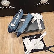 Chanel Ballet Blue Lambskin Quilted Flat Shoes - 2