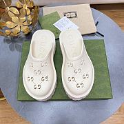 GG White Perforated GG Platform Mules - 1