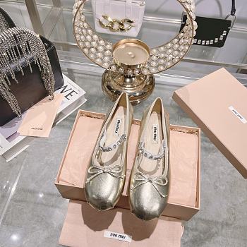 Miumiu Ballerinas Gold Flats Shoes