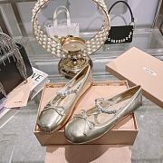 Miumiu Ballerinas Gold Flats Shoes - 4