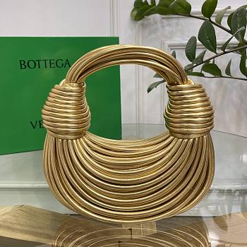 Bottega Veneta Mini Jodie Tubular Gold Hobo Bag - 22x6.5x15.5cm