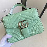 GG Green Leather Marmont Quilted Small Shoulder Bag - 21x8x15cm - 1